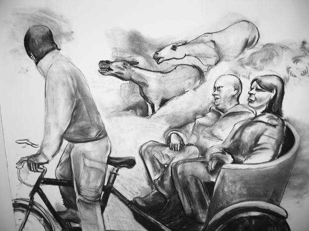 Carry On-charcoal-30x50"